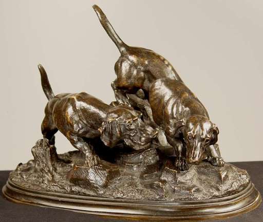 Jules MOIGNIEZ - Scultura Volume - Two Dachshunds Hunting