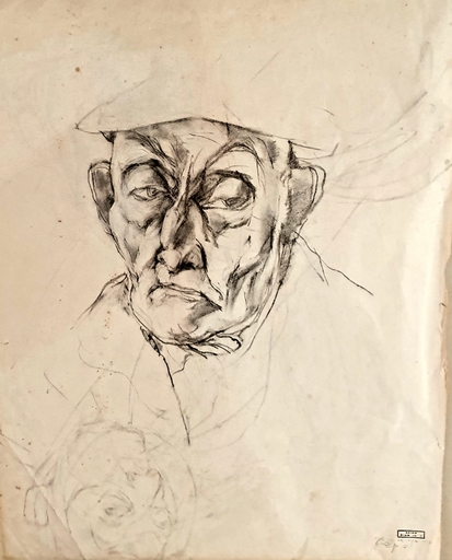 Anna TICHO - Dibujo Acuarela - Old Man from Jerusalem (Double side )