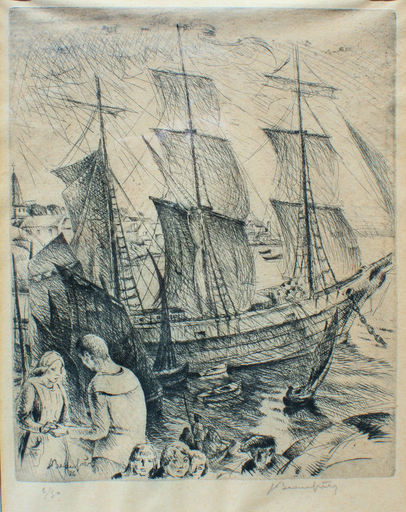 Adolphe Marie BEAUFRERE - 版画 - l'Adieu du marin