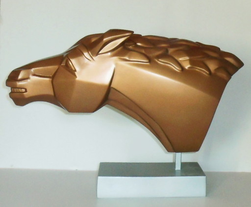 Christian CHOQUET - Escultura - Tête de Cheval de Course