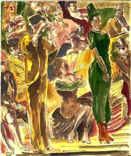 Adolfs ZARDINS - Drawing-Watercolor - The audience