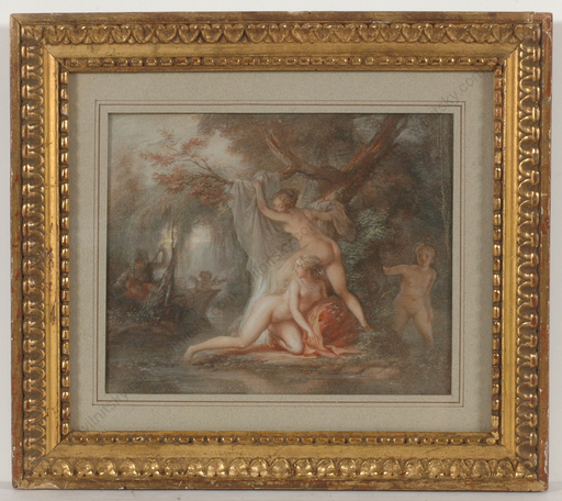 水彩作品 - "Les Baigneuses", watercolor, late 18th century