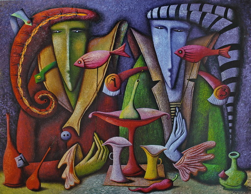 Andrej LOSOVOJ - Painting - The Last Supper. Fragment 2