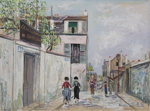 Maurice UTRILLO - Zeichnung Aquarell - Montmartre, rue du Mont Cenis