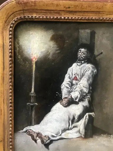 Francisco SARDA LADICO - Painting - Garrote ! Garrot - D'après Francisco de Goya