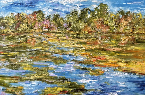 Diana MALIVANI - Peinture - Au bord de l'étang