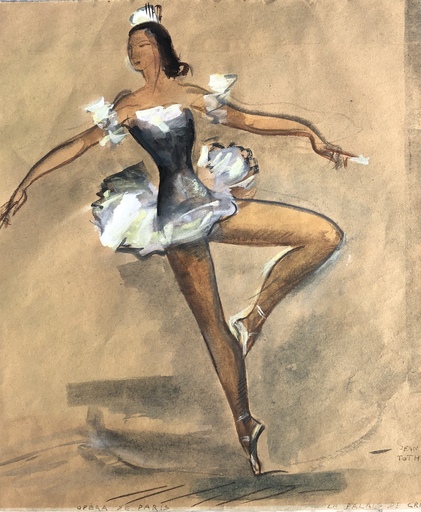 Jean TOTH - Drawing-Watercolor - La ballerine 