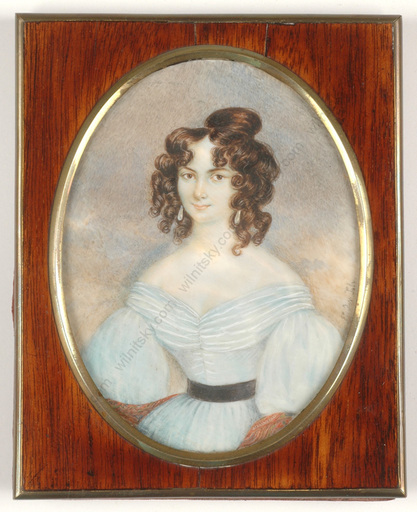 Johann Nepomuk ENDER - 缩略图  - "Young lady in blue", important large miniature!! ca.1830