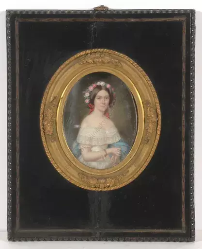 Carlo ERRANI - Miniature - "Mme Odile Sauvaige-Gentil from Gruson by Lille"