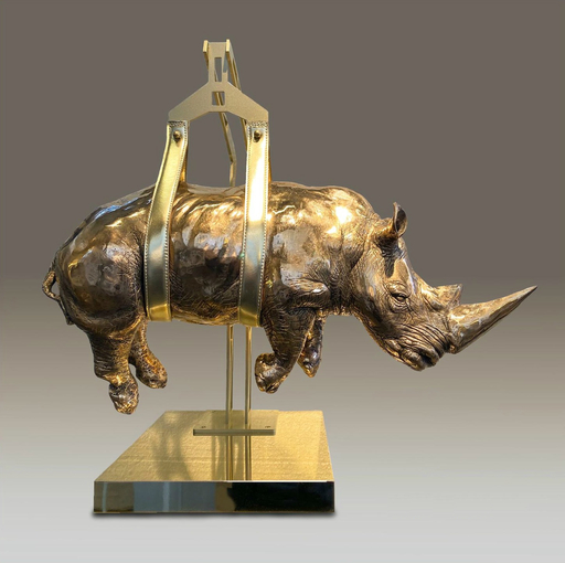 Stefano BOMBARDIERI - Sculpture-Volume - Il peso del tempo sospeso / Rhino gold limited edition