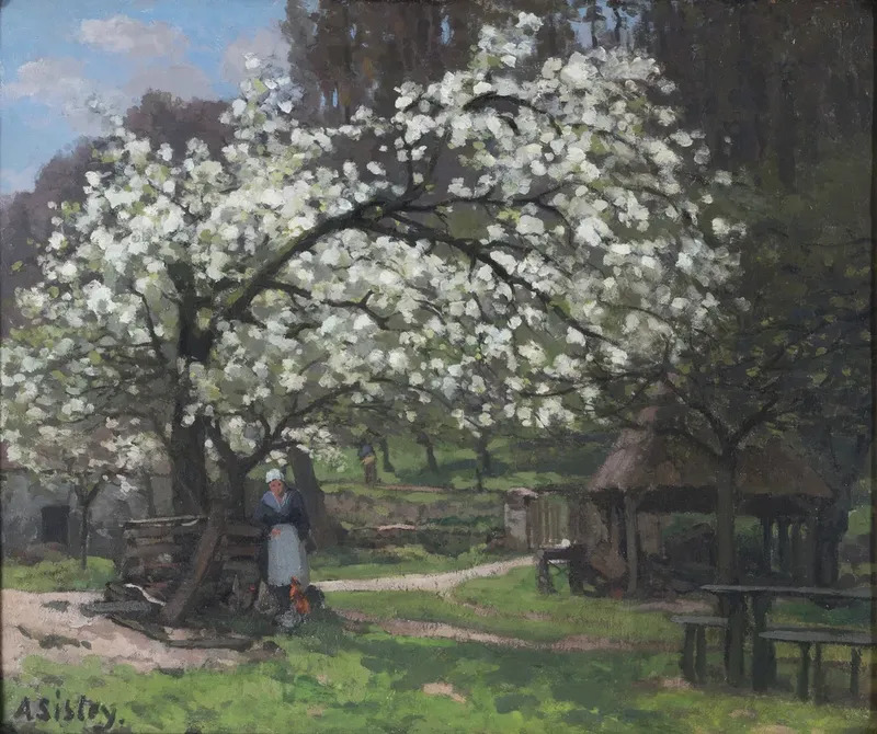 Printemps Paysanne Sous Les Arbres En Fleurs By Alfred