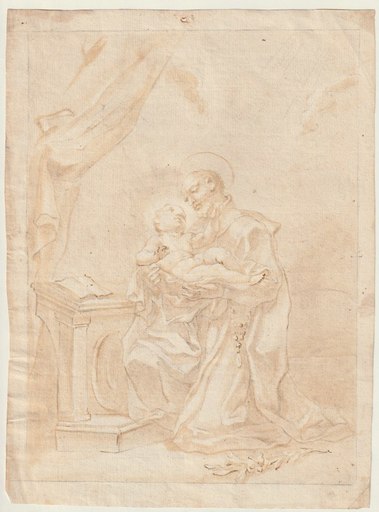 Paolo Gerolamo PIOLA - Dibujo Acuarela - San Filippo Neri con il Bambino Gesù