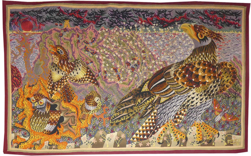 René PERROT - Tapestry - Oiseaux