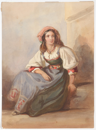 水彩作品 - "Italian girl", watercolor, ca. 1850