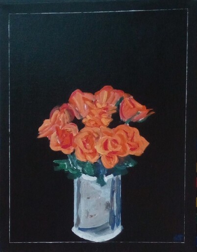 Harry BARTLETT FENNEY - Peinture - bouquet of roses in SPF pot  (2016)