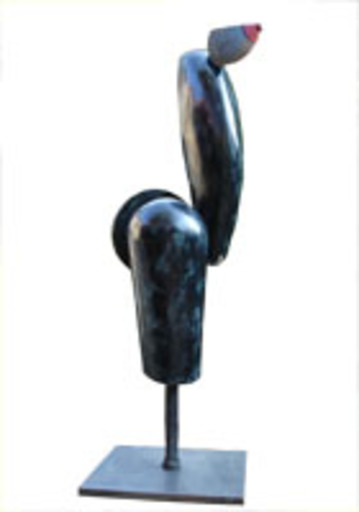 Thierry PELLETIER - Skulptur Volumen - Petite marcheuse au sein bleu