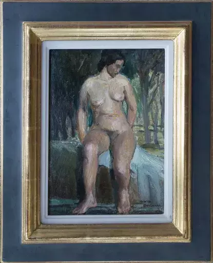 David Arnold BURNAND - Painting - Seated Nude
