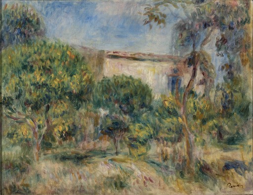 Pierre-Auguste RENOIR - Painting - Paysage, la maison vue de la ferme