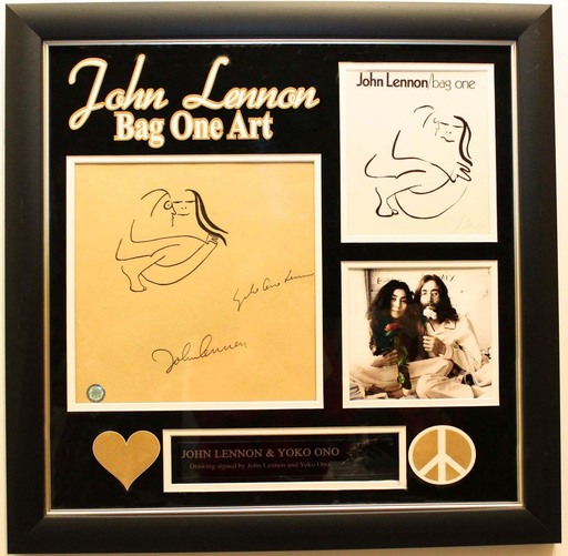 John  LENNON & Yoko  ONO - Dibujo Acuarela - Bag One