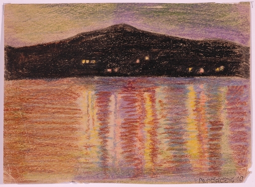 Ludvik DVORACEK - Drawing-Watercolor - "Evening", Drawing, 1910