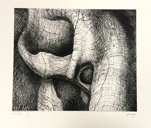 Henry MOORE - Druckgrafik-Multiple - Plate XXVI from Elephant Skull