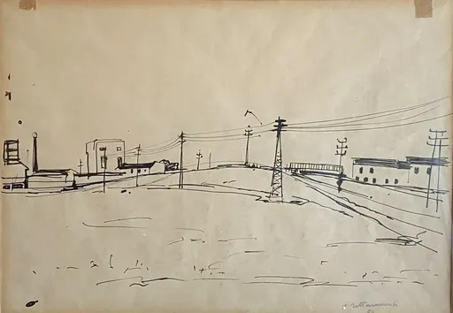 Ampelio TETTAMANTI - Zeichnung Aquarell - Periferia