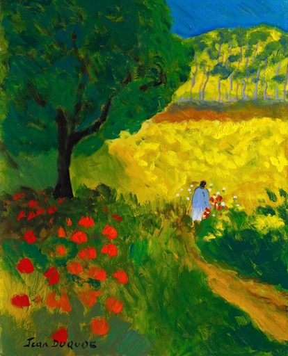 Jean DUQUOC - Gemälde - La Cueillette Des Roses