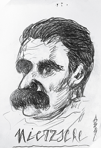 Valerio ADAMI - Drawing-Watercolor - Nietzsche