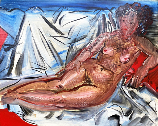 Raoul DUFY - Gemälde - Nu sur un canapé à la draperie