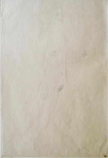 古斯塔夫·克林姆 - 水彩作品 - standing nude