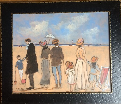 Henry SAINT-CLAIR - Gemälde - scène de plage animée