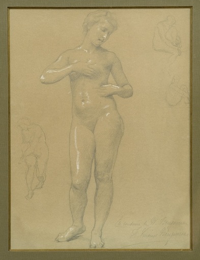 William Adolphe BOUGUEREAU - Dessin-Aquarelle - Le modèle