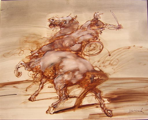 Claude WEISBUCH - Peinture - Cavalier casqué
