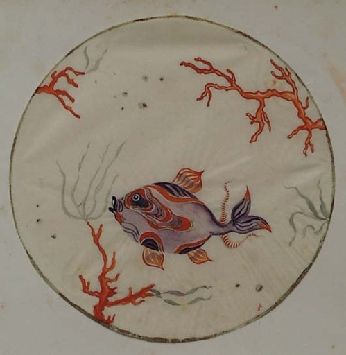 Ena ROTTENBERG - Disegno Acquarello - "Fish" by Ena Rottenberg, Vienna Workshop, ca 1925