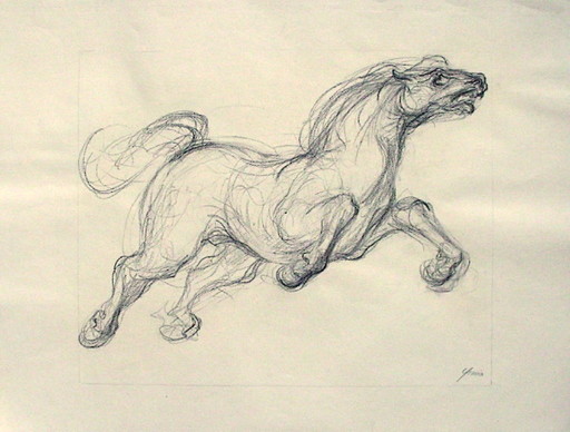 Pierre YERMIA - Drawing-Watercolor - Cheval