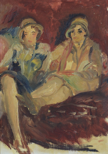 Abraham MINTCHINE - Pittura - Two Elegant Ladies