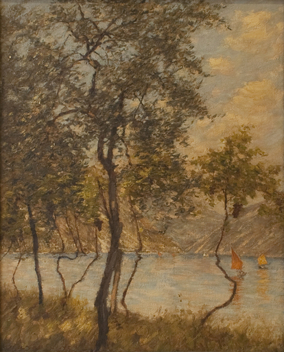 Henry Herbert LA THANGUE - Pintura - A Brescian Lake; Limone, Lake Garda