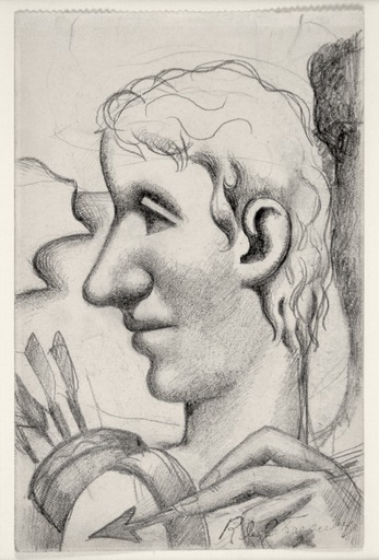 Roger DE LA FRESNAYE - Dessin-Aquarelle - L'Homme à la flèche (Ca.1922)