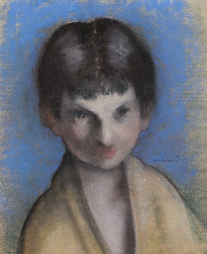 Lucien MADRASSI - Dessin-Aquarelle - Portrait d'enfant juif de Cracovie