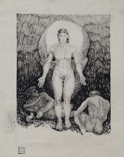 Rudolf BLUM - Zeichnung Aquarell - "Power of Woman" by Rudolf Blumca 1920