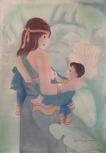 Mai LONG - Dessin-Aquarelle - HD Mother with child, Long 04