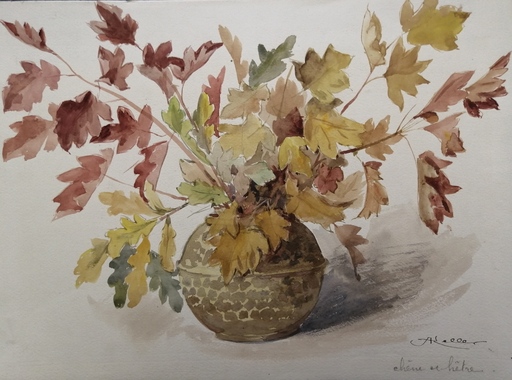 Alfred KELLER - Drawing-Watercolor - Chêne et Hêtre