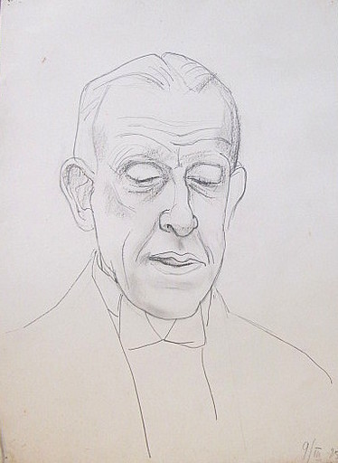Erich HARTMANN - Disegno Acquarello - #19719: Porträtskizze eines Mannes.