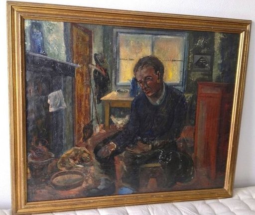 Alfred PIETERCELIE - Painting - man aan het werk