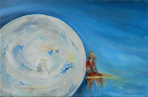 Christine DESPLANQUE - Painting - A côté de la lune