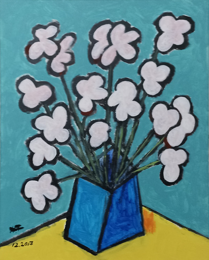 Harry BARTLETT FENNEY - Painting - a vase of white flowers (2018)