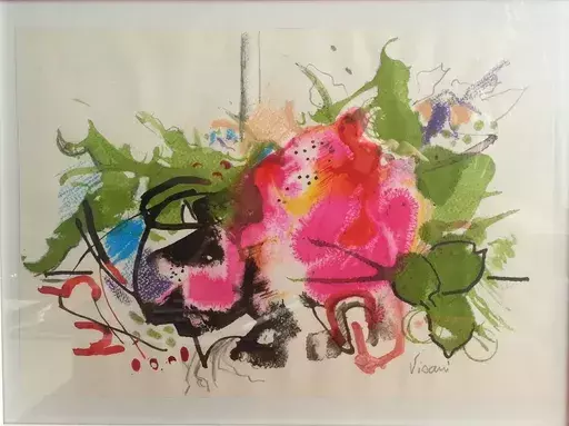 Enrico VISANI - Dibujo Acuarela - "Fleur" - Fleurs