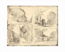 Camille Jean-Baptiste COROT - Grafik Multiple - Le Jardin de Périclès, L'Allée des Peintres, Le Griffonnage