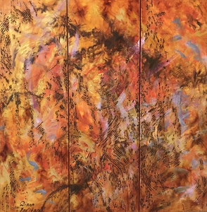 Diana MALIVANI - Painting - Waltz of Flowers. Triptych