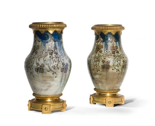 Auguste DELAHERCHE - Ceramic - Paire de vases balustres